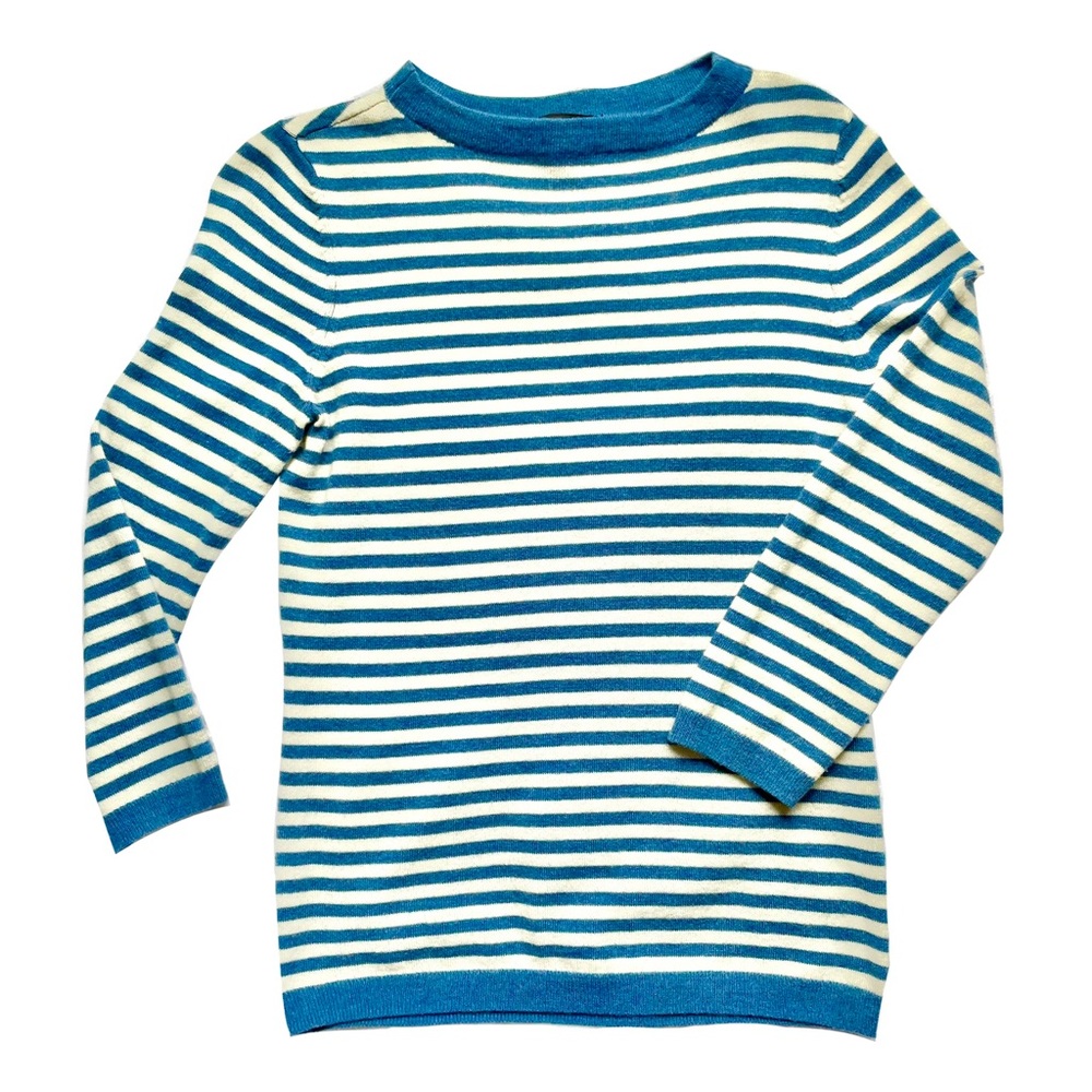 Talbots Blue and White Striped Crewneck Sweater